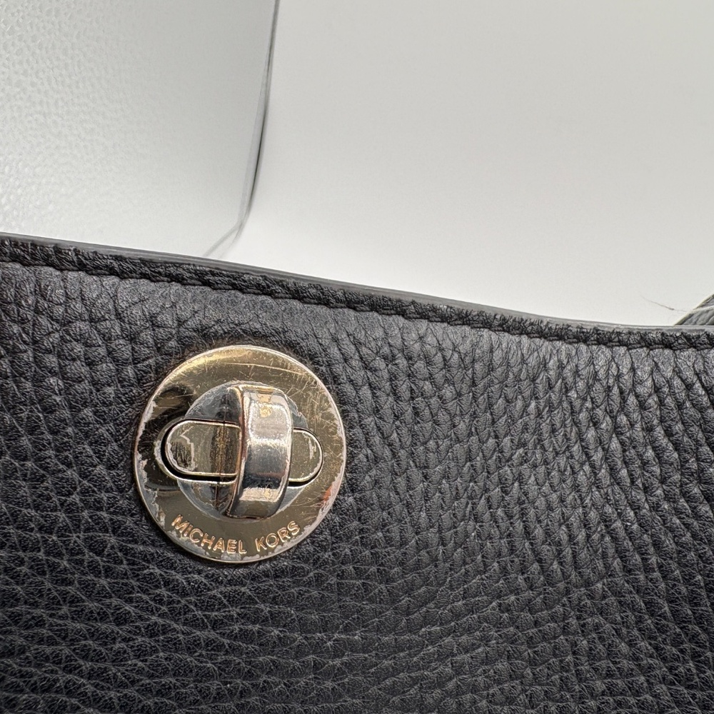 Michael Kors Sullivan Black Leather Gold Studded Crossbody Messenger Bag - Picture 9 of 15